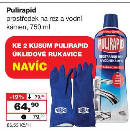 Pulirapid prostředek na rez a vodní kámen, 750 ml