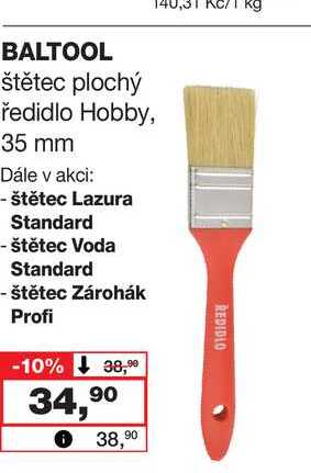 BALTOOL štětec plochý ředidlo Hobby, 35 mm 