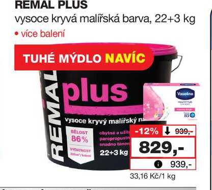 REMAL PLUS vysoce kryvá malířská barva, 22+3 kg
