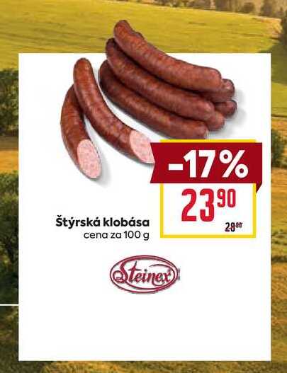 Štýrská klobása cena za 100 g 