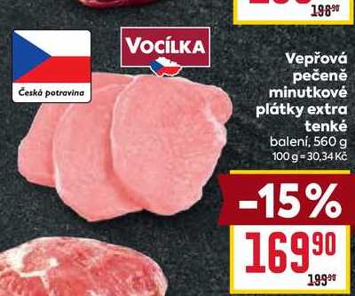 Vepřová pečeně minutkové plátky extra tenké balení, 560 g 