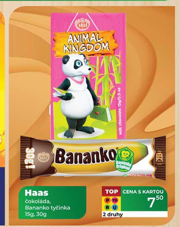 Haas čokoláda, Bananko tyčinka 15g, 30g 