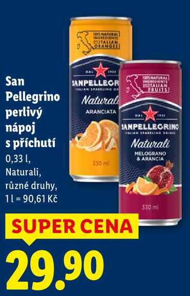 San Pellegrino perlivý nápoj s příchutí, 0,33 l