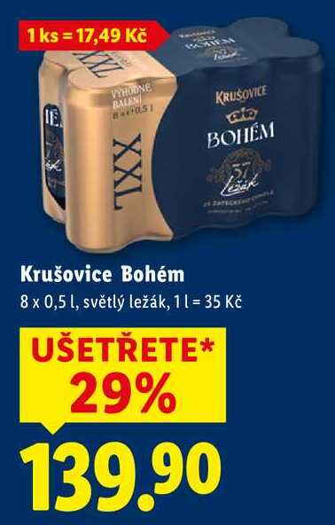 Krušovice Bohém, 8x 0,5 l