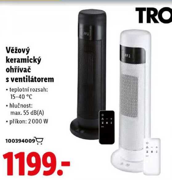 Věžový keramický ohřívač s ventilátorem 