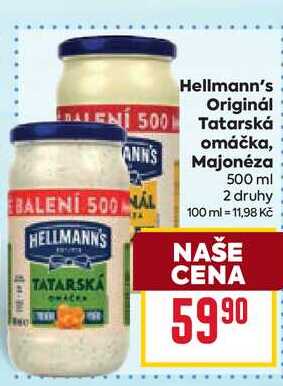 Hellmann's Originál Tatarská omáčka, Majonéza 500ml