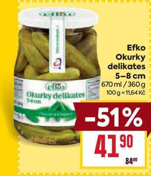 Efko Okurky delikates 5-8 cm 670 ml/360 g 