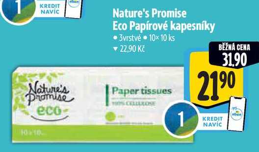 Nature's Promise Eco Papírové kapesníky, 10x 10 ks
