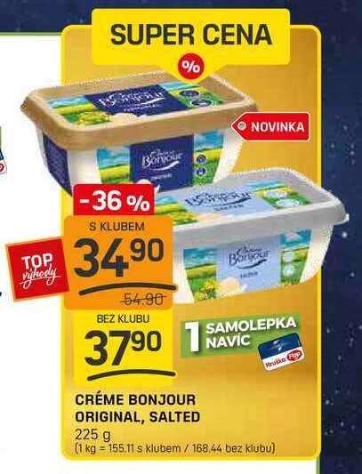 CRÉME BONJOUR ORIGINAL, SALTED 225 g 