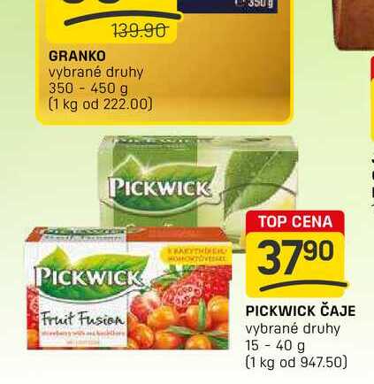 PICKWICK ČAJE vybrané druhy 15-40 g 