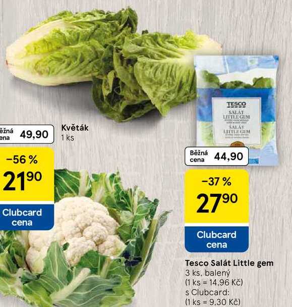 Tesco Salát Little gem, 3 ks, balený  