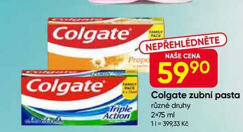 Colgate zubní pasta různé druhy 2×75 ml