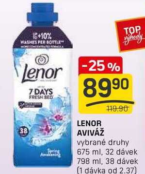 LENOR AVIVÁŽ vybrané druhy 675 ml, 32 dávek