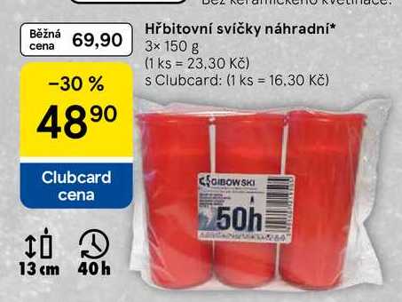 Hřbitovní svíčky náhradní, 3x 150 g  