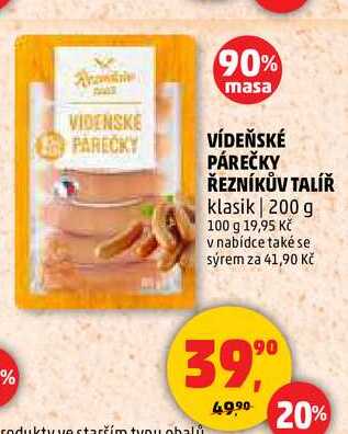 VÍDEŇSKÉ PÁREČKY ŘEZNÍKŮV TALÍŘ, 200 g 