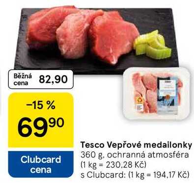 Tesco Vepřové medailonky, 360 g 