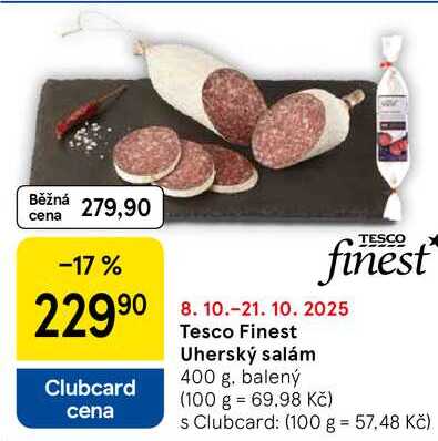 Tesco Finest Uherský salám, 400 g 