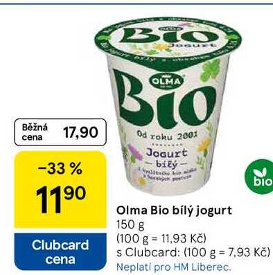 Olma Bio bílý jogurt, 150 g  