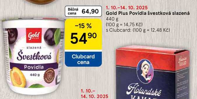 Gold Plus Povidla švestková slazená, 440 g 