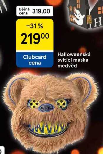 Halloweenská svítící maska medvěd