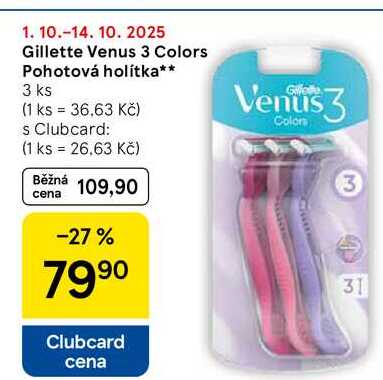 Gillette Venus 3 Colors Pohotová holítka, 3 ks  