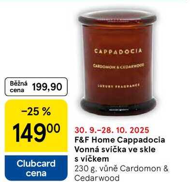 F&F Home Cappadocia Vonná svíčka ve skle s víčkem, 230 g, vůně 