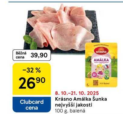 Krásno Amálka Šunka nejvyšší jakosti, 100 g. balená 