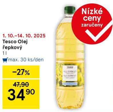 Tesco Olej řepkový, 1 l