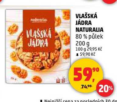 VLAŠSKÁ JÁDRA NATURALIA 80% půlek, 200 g 