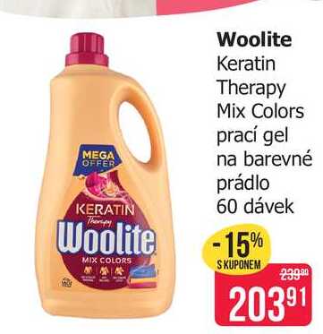 Woolite Keratin Therapy Mix Colors prací gel na barevné prádlo 60 dávek