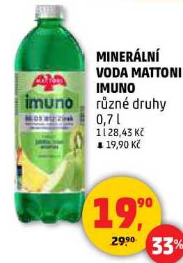 MINERÁLNÍ VODA MATTONI IMUNO, 0,7 l