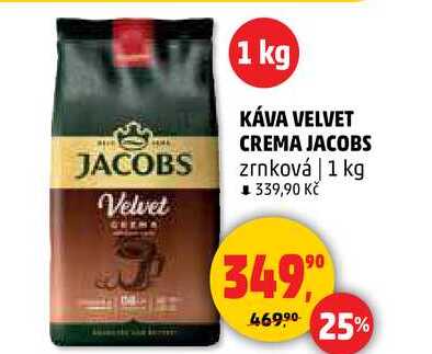 KÁVA VELVET CREMA JACOBS zrnková, 1 kg