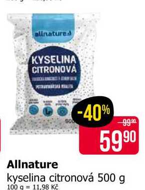Allnature kyselina citronová 500 g