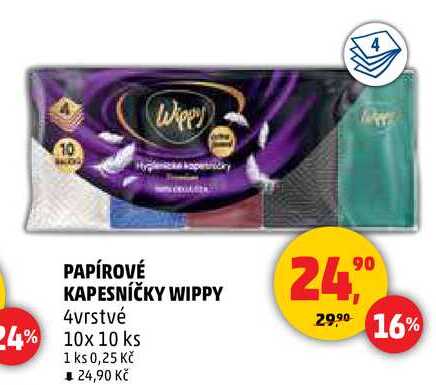 PAPÍROVÉ KAPESNÍČKY WIPPY, 10x 10 ks