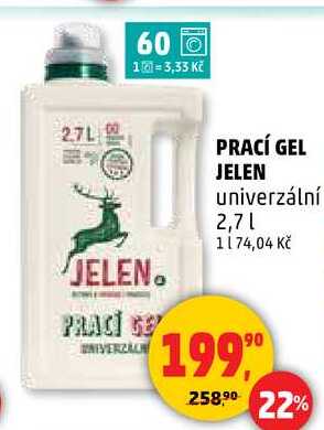 PRACÍ GEL JELEN univerzální, 2,7 l