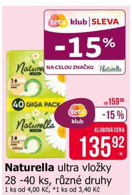 Naturella ultra vložky 28 -40 ks, různé druhy 