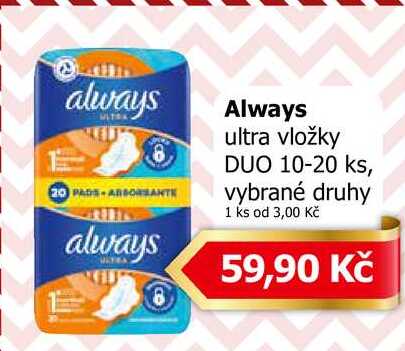 Always ultra vložky DUO 10-20 ks, vybrané druh