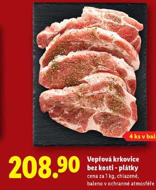 Vepřová krkovice bez kosti - plátky, cena za 1 kg