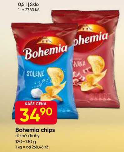 Bohemia chips různé druhy 120-130 g