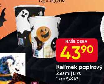 Kelimek papírový 250 ml, 8 ks
