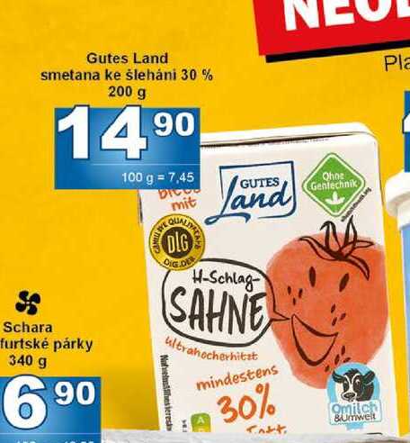 Gutes Land smetana ke šleháni 30% 200 g 