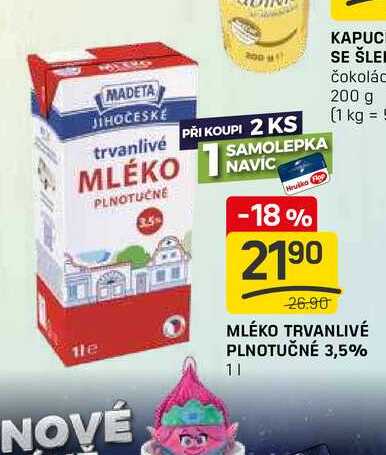 MLÉKO TRVANLIVÉ PLNOTUČNÉ 3,5% 1l