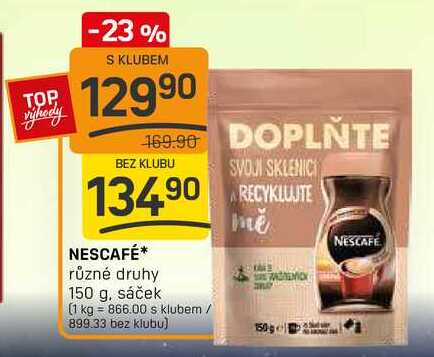 NESCAFÉ různé druhy 150 g, sáček