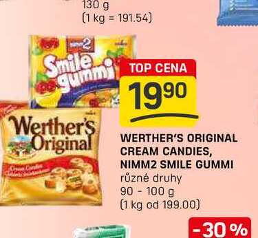 WERTHER'S ORIGINAL CREAM CANDIES, NIMM2 SMILE GUMMI různé druhy 90 - 100 g 