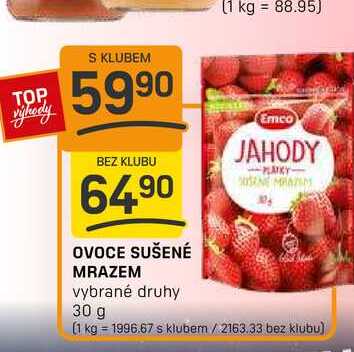 OVOCE SUŠENÉ MRAZEM vybrané druhy 30 g