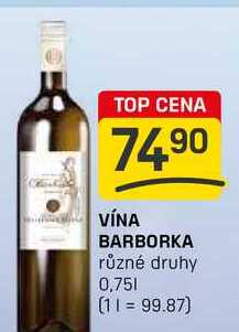 VÍNA BARBORKA různé druhy 0,75l