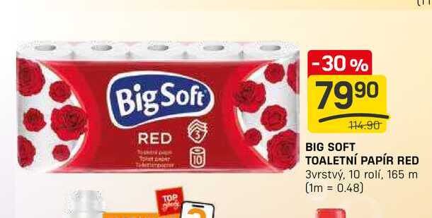 BIG SOFT TOALETNÍ PAPÍR RED 3vrstvý, 10 rolí