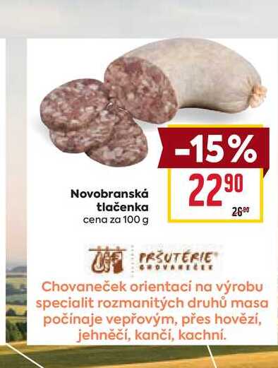 Novobranská tlačenka cena za 100 g