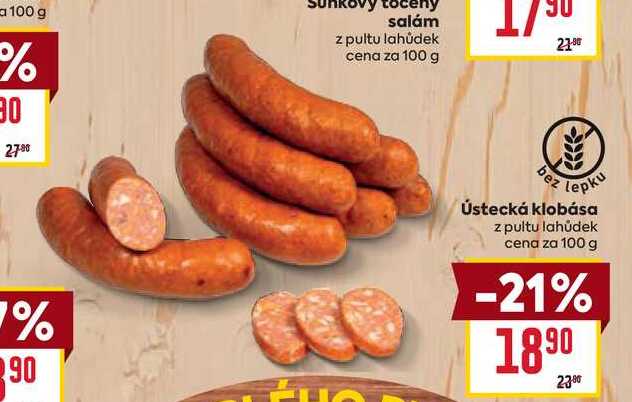 Ústecká klobása z pultu lahůdek cena za 100 g