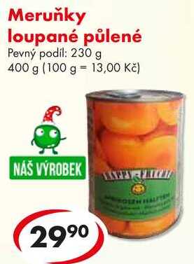 Meruňky loupané půlené, 400 g 